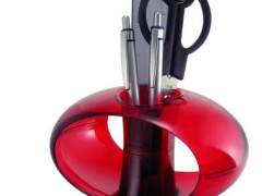 Q-Life Masa Seti Kalemlik-Ataşlık Plastik Kırmızı,Mavi,Turuncu,Duman