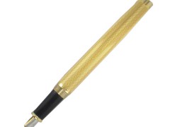 Erl Takım Kalem Dolma+Tükenmez Özel Deri Kutu Altın Sarısı